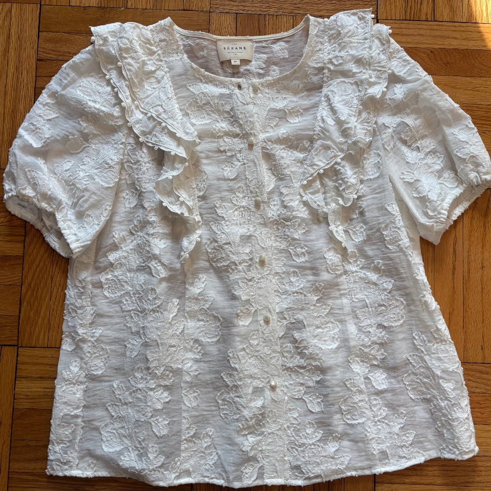 Sezane Jordanna Blouse Écru. - Size 38